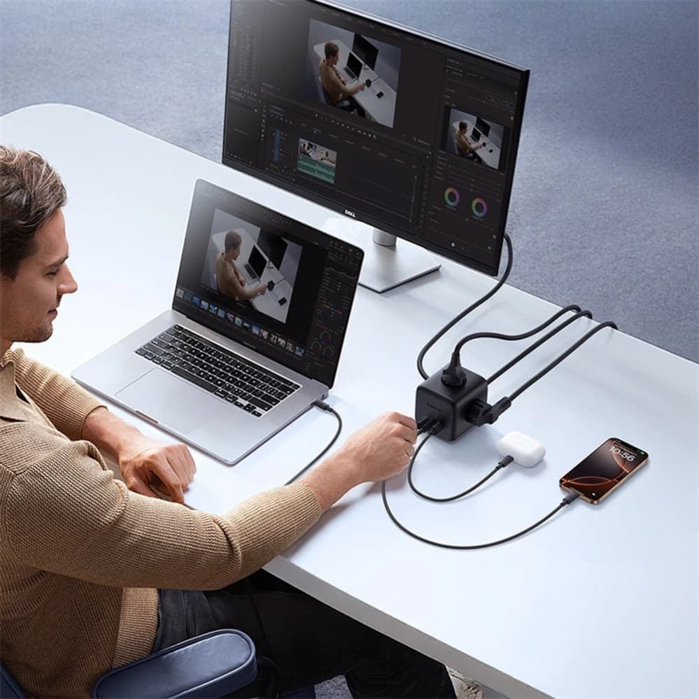 Baseus EnerFill FA11 Power Strip / Power Socket AC / USB-A 18W, USB-C 67W, 3xAC 1.5m black - 6