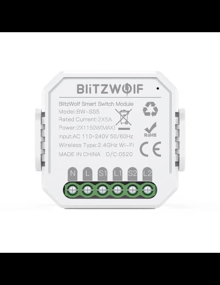 Inteligentny przełącznik WiFi BlitzWolf BW-SS5 (2-kanałowy)