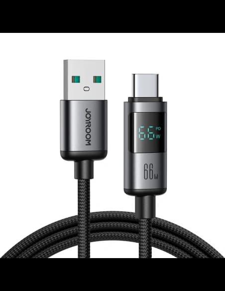 Joyroom S-A16 Pro Prism sorozat USB-A / USB-C 66W kijelzővel 1,2 m fekete kábel