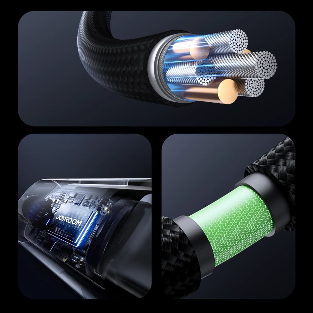 Joyroom S-A16 Pro Prism Series USB-A / USB-C 66W Cable with Display 1.2m Black - 5