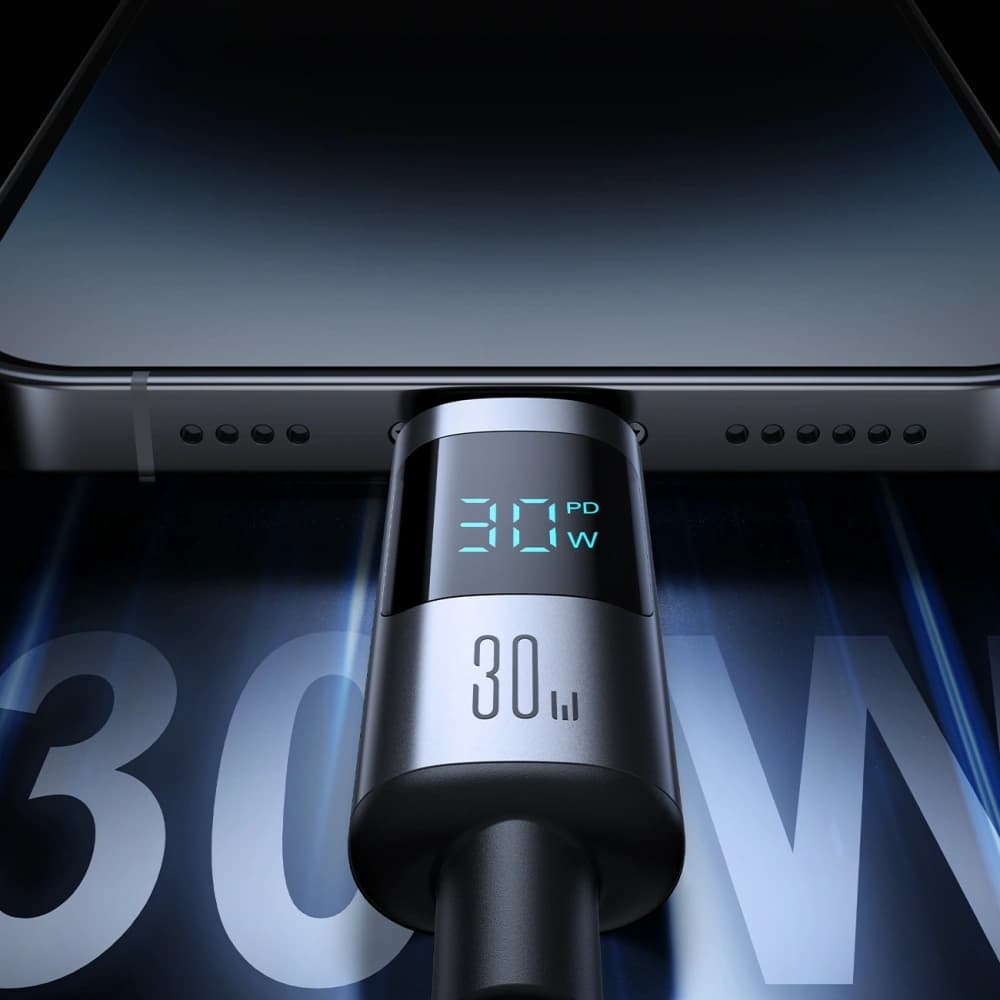 Cablu Joyroom S-A16 Pro Prism Series USB-C / Lightning 30W cu display 1.2m negru - 3