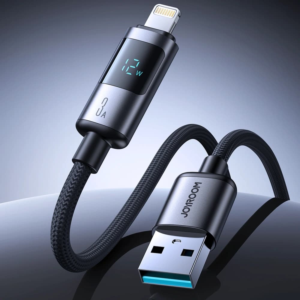 Joyroom S-A16 Pro Prism Sorozat USB-A / Lightning 3A 1,2m fekete kábel kijelzővel - 3