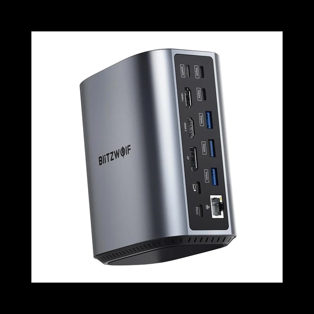 Dokovací stanice 17v1 Blitzwolf BW-TH15 2xHDMI+DisplayPort+4xUSB-C+3xUSB-A 3.0+USB-A 3.1+USB-C 3.2+USB-C PD+RJ45+micro SD+SD+3.5mm - 3