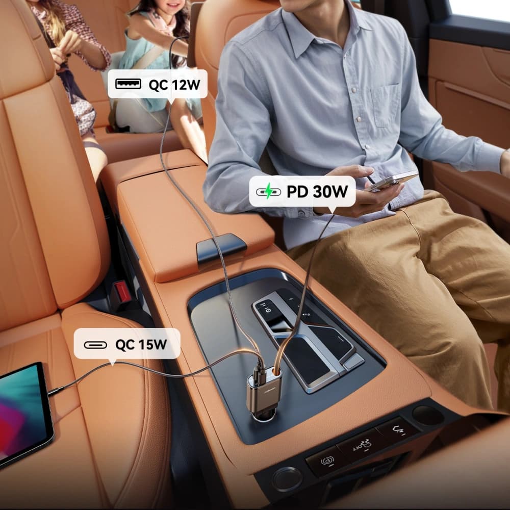 Joyroom JR-CCL07 3-in-1 car charger with built-in USB-C cable dark gray - 5