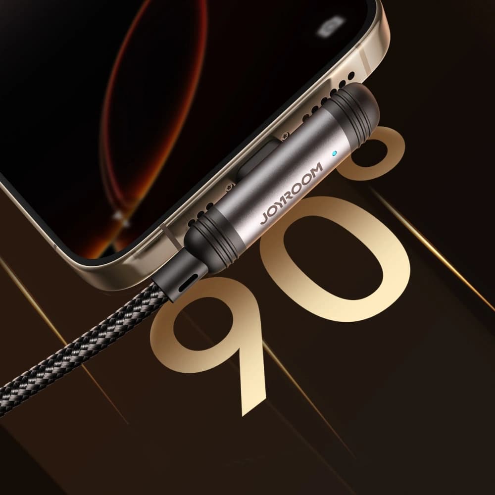 Joyroom S-A56 EnjoyX Sorozat 90° USB-C / Lightning 30W 1.2m fekete kábel - 4