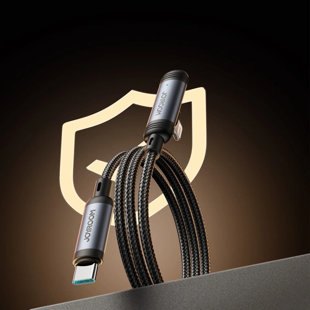 Joyroom S-A56 EnjoyX Sorozat 90° USB-C / Lightning 30W 1.2m fekete kábel - 7