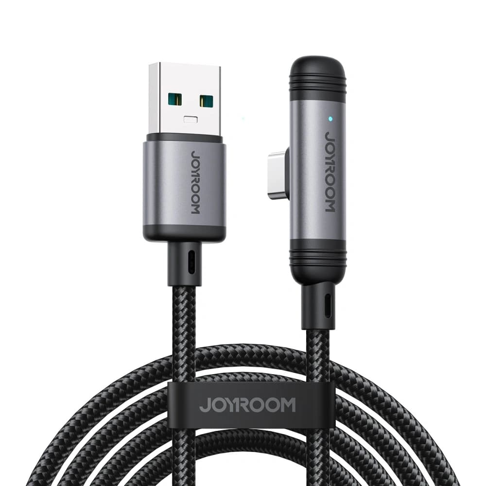 Joyroom S-A56 EnjoyX sorozat 90° USB-A / USB-C 3A 1,2m fekete kábel - 1