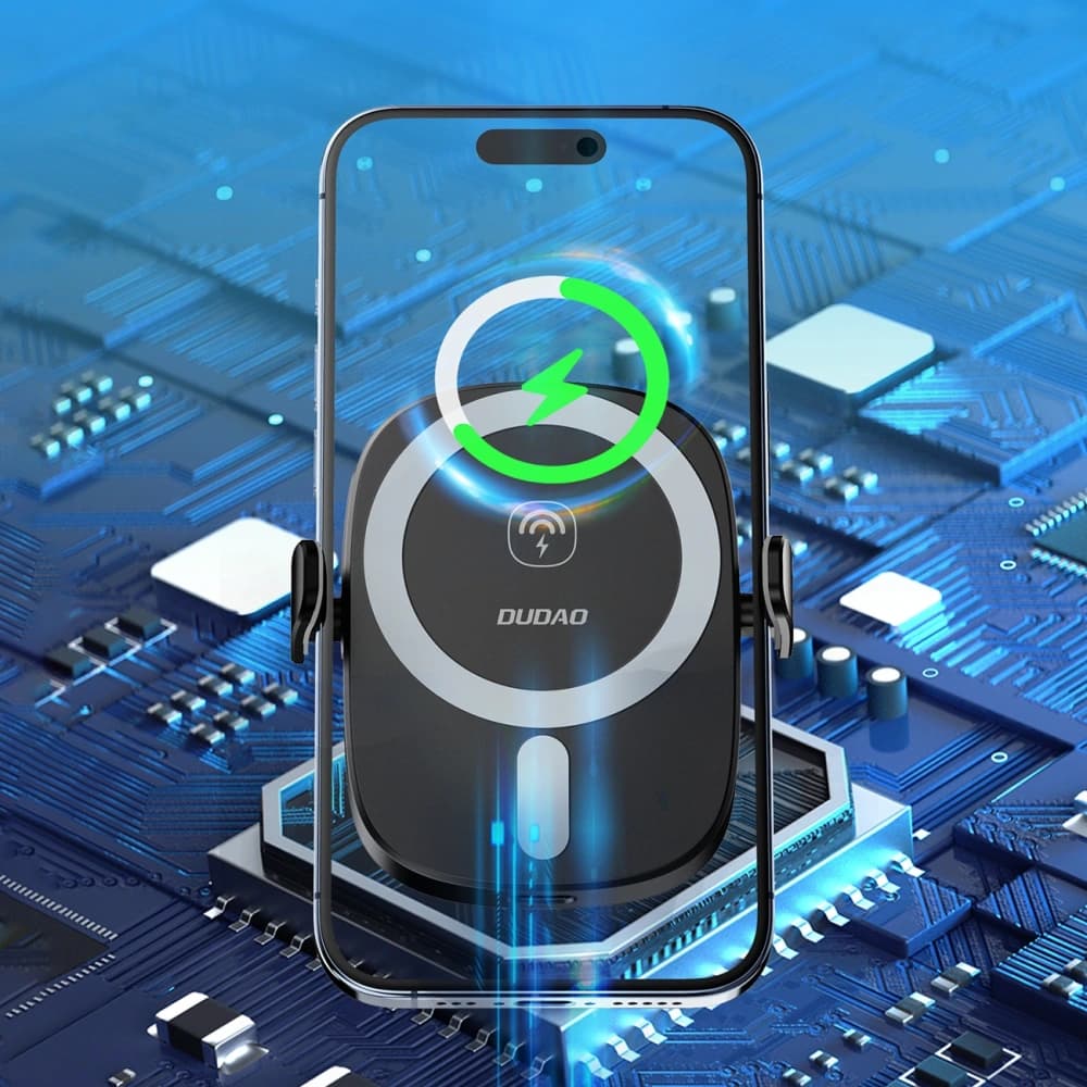 Suport auto cu încărcător wireless de 15W pentru grila de ventilație / bord Dudao FW11 negru - 6