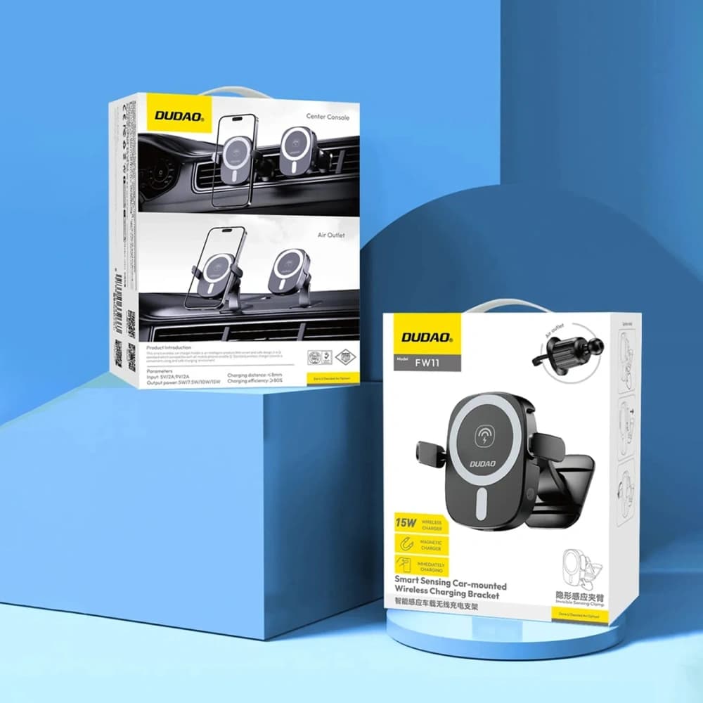 Suport auto cu încărcător wireless de 15W pentru grila de ventilație / bord Dudao FW11 negru - 11