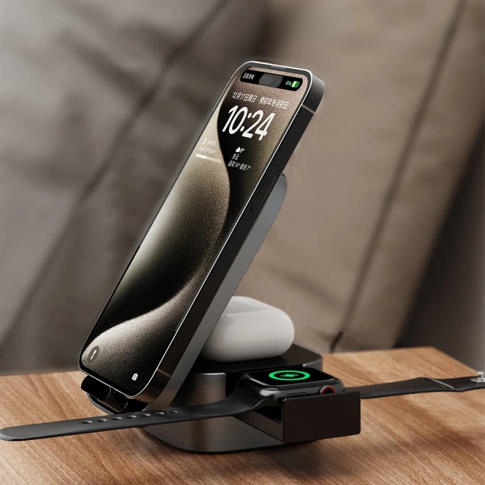 Drahtloses Ladegerät Dudao A11Pro+ 15W 3in1 für Telefon / Smartwatch / Kopfhörer schwarz - 4