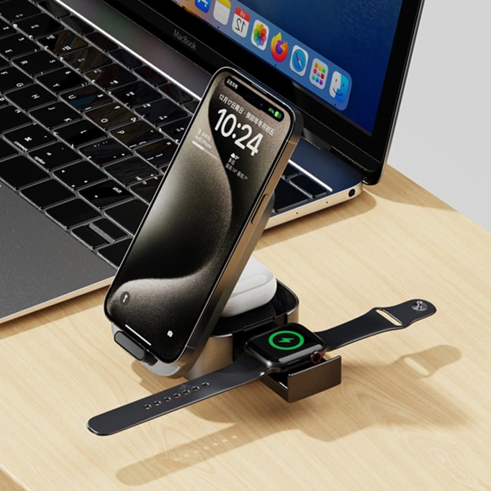 Drahtloses Ladegerät Dudao A11Pro+ 15W 3in1 für Telefon / Smartwatch / Kopfhörer schwarz - 5