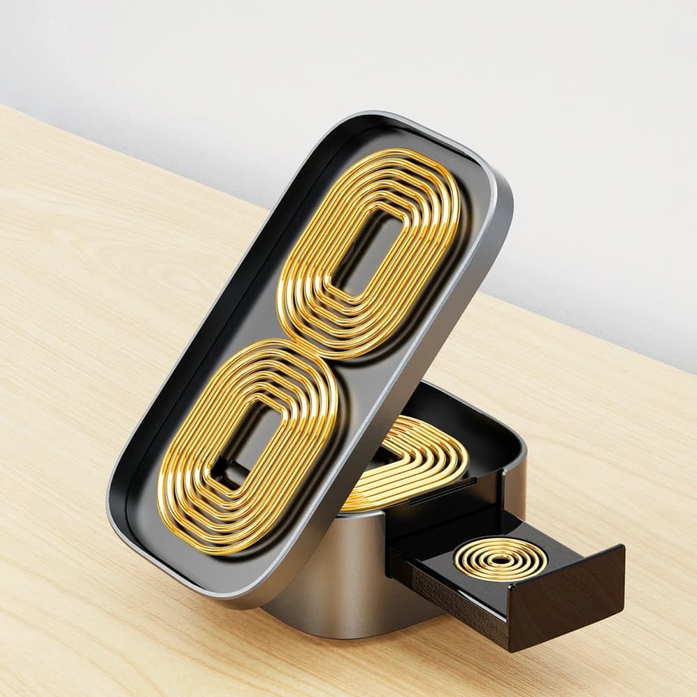 Drahtloses Ladegerät Dudao A11Pro+ 15W 3in1 für Telefon / Smartwatch / Kopfhörer schwarz - 8