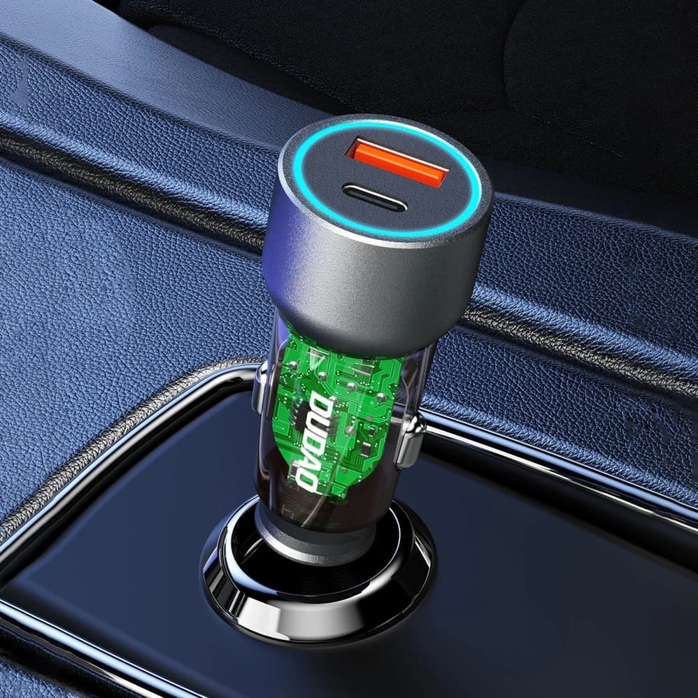 Dudao R4T 25W USB-A, USB-C autós töltő szürke - 2