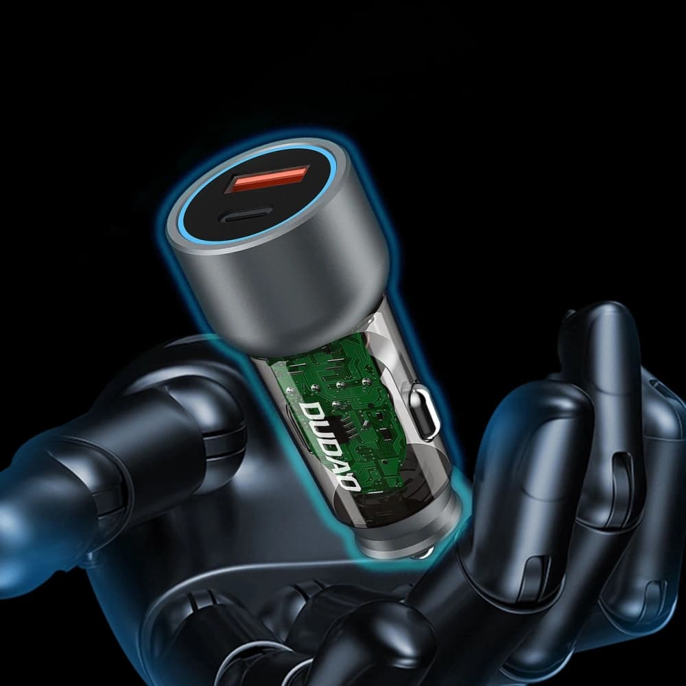 Dudao R4T 25W USB-A, USB-C autós töltő szürke - 3
