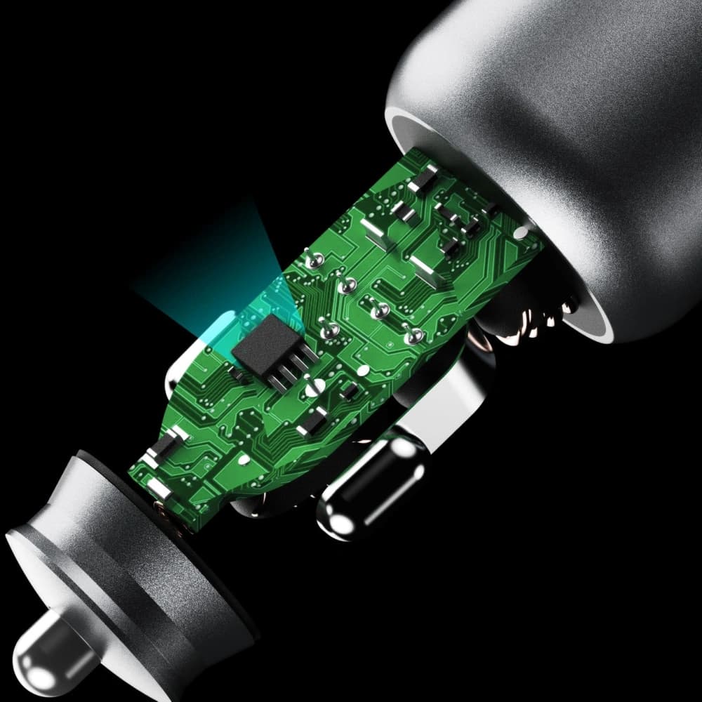 Dudao R4T 25W USB-A, USB-C autós töltő szürke - 5