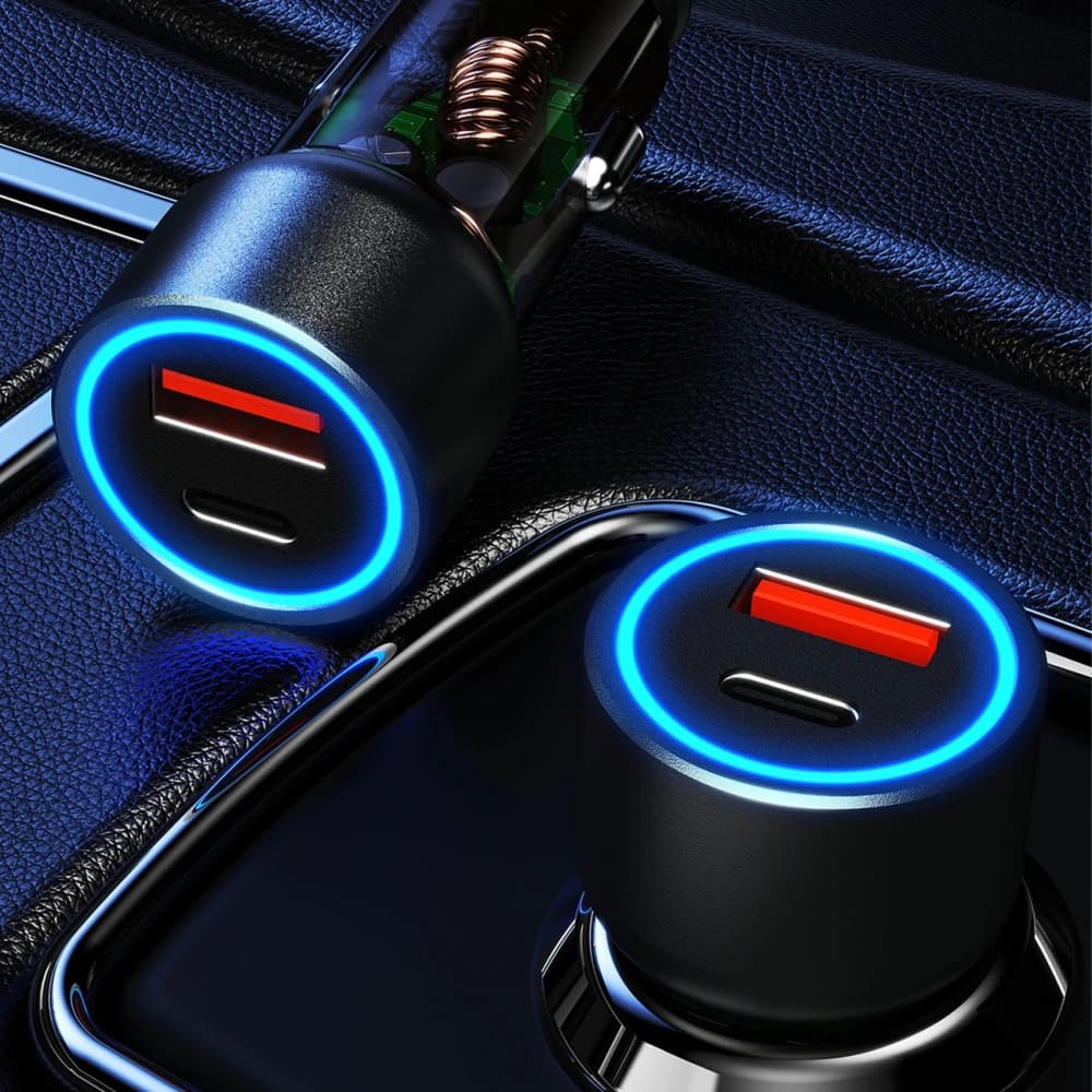 Dudao R4T 25W USB-A, USB-C autós töltő szürke - 8