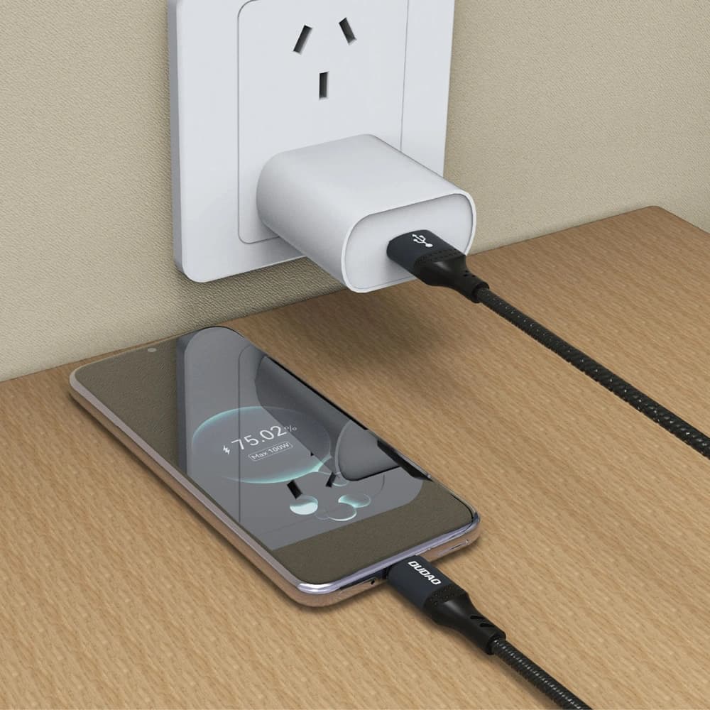 Dudao L3ST USB-A / USB-C 5A 1.2m fekete fonott kábel - 4