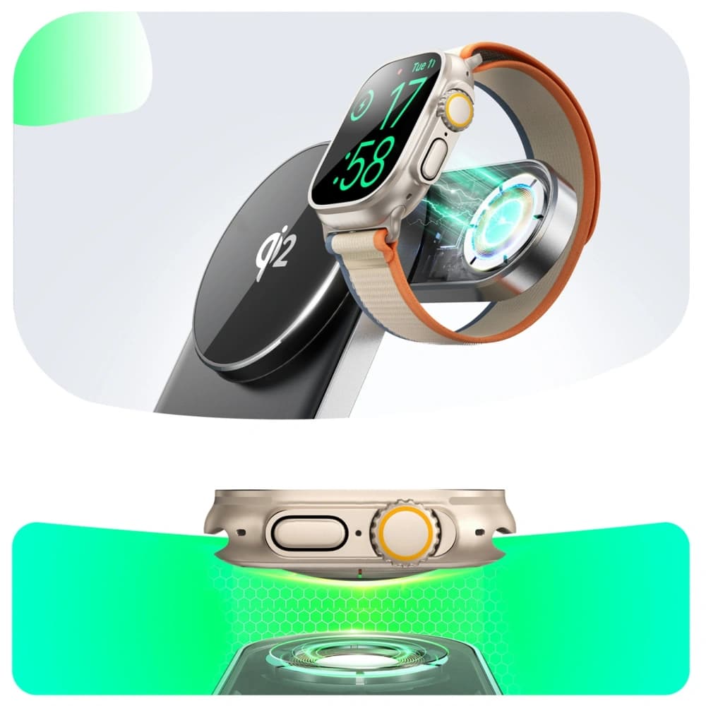 Joyroom JR-W17 Qi 3-in-1 Wireless Charger for Phone / Smartwatch / Headphones Black - 2