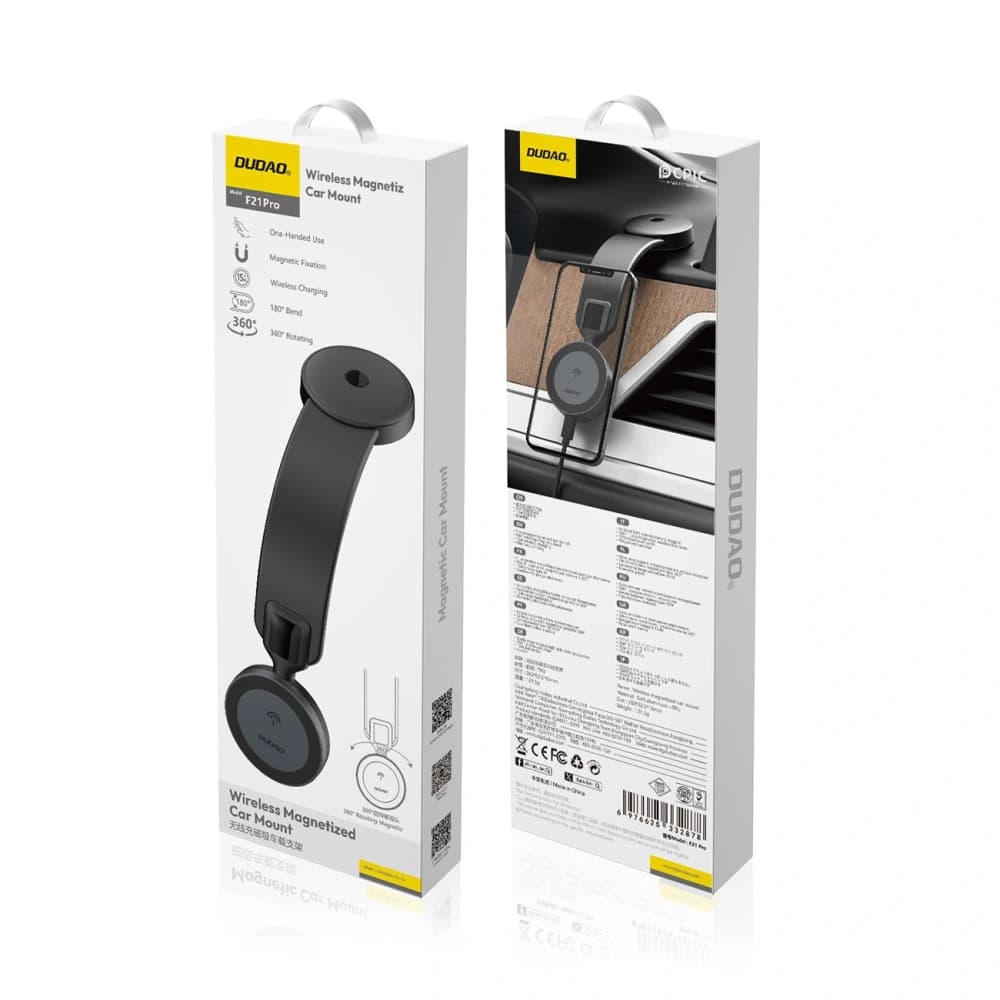 Dudao F21 Pro 15W MagSafe Black Car Charger with Induction Charger for Dashboard - 2