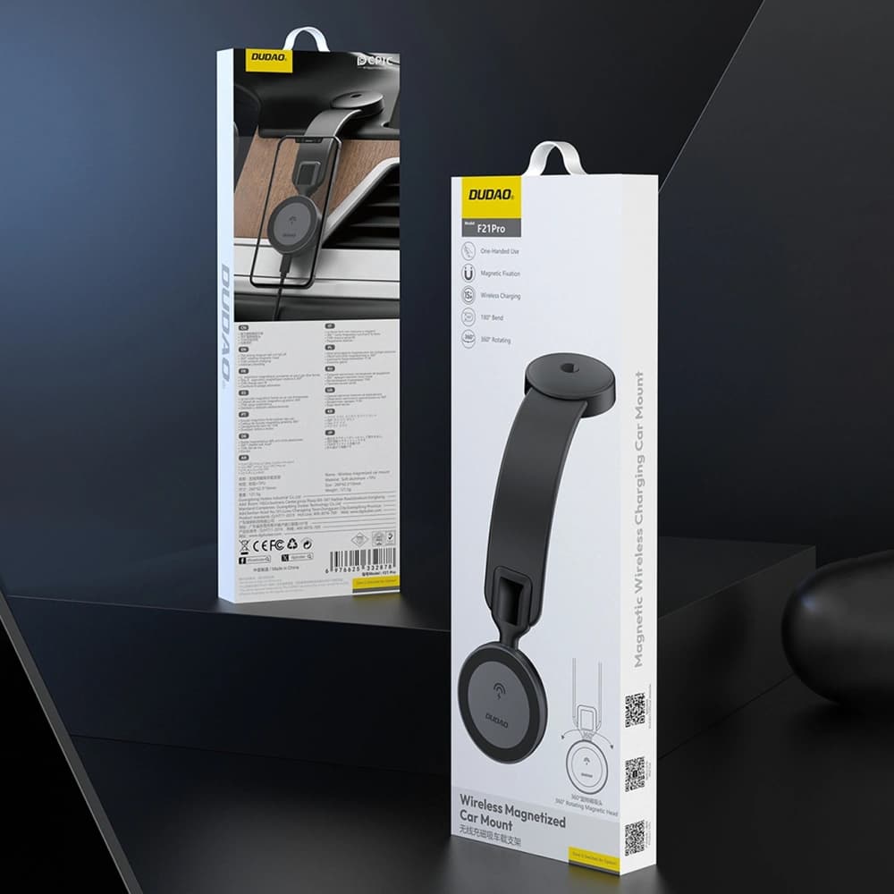 Dudao F21 Pro 15W MagSafe Black Car Charger with Induction Charger for Dashboard - 7