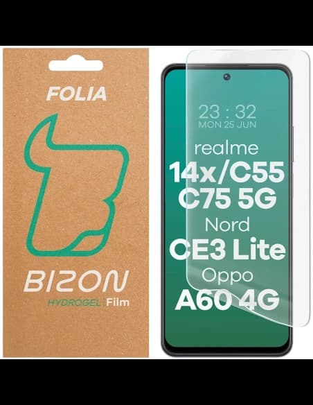 Folie hidrogel pentru ecran Bizon Glass Hydrogel Front pentru Realme 14x 5G / C55 / C75 / OnePlus Nord CE 3 Lite / Oppo A60 4G