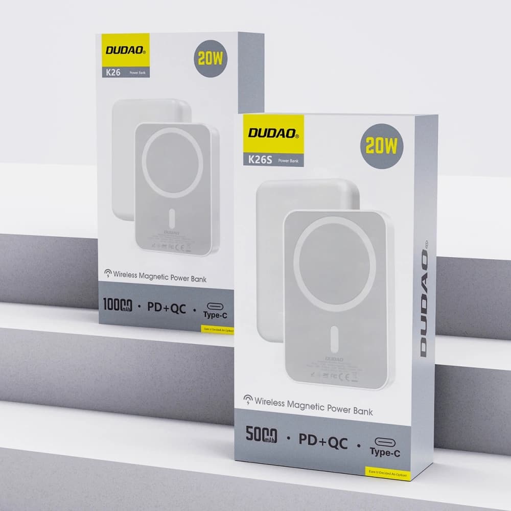 Powerbank wireless Dudao K26 10000mAh 20W USB-A / USB-C / MagSafe alb - 10