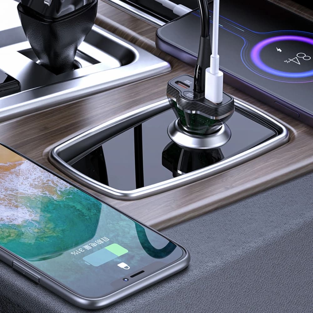 Dudao R78 78W USB-C PD autós töltő, 2xUSB-A QC fekete - 5