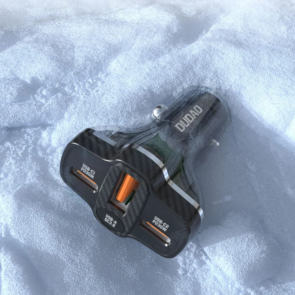 Dudao R78 78W USB-C PD autós töltő, 2xUSB-A QC fekete - 9