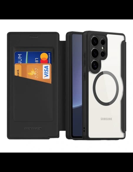 Etui s klopnou Dux Ducis Skin X Pro MagSafe pro Samsung Galaxy S25 Ultra černé