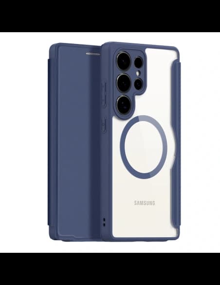 Etui s klopou Dux Ducis Skin X Pro MagSafe pro Samsung Galaxy S25 Ultra modré