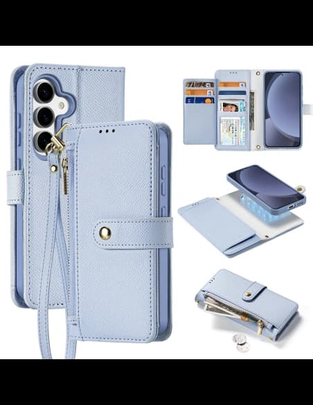 Dux Ducis Lawa Flip Case for Samsung Galaxy S25 with detachable magnetic wallet blue
