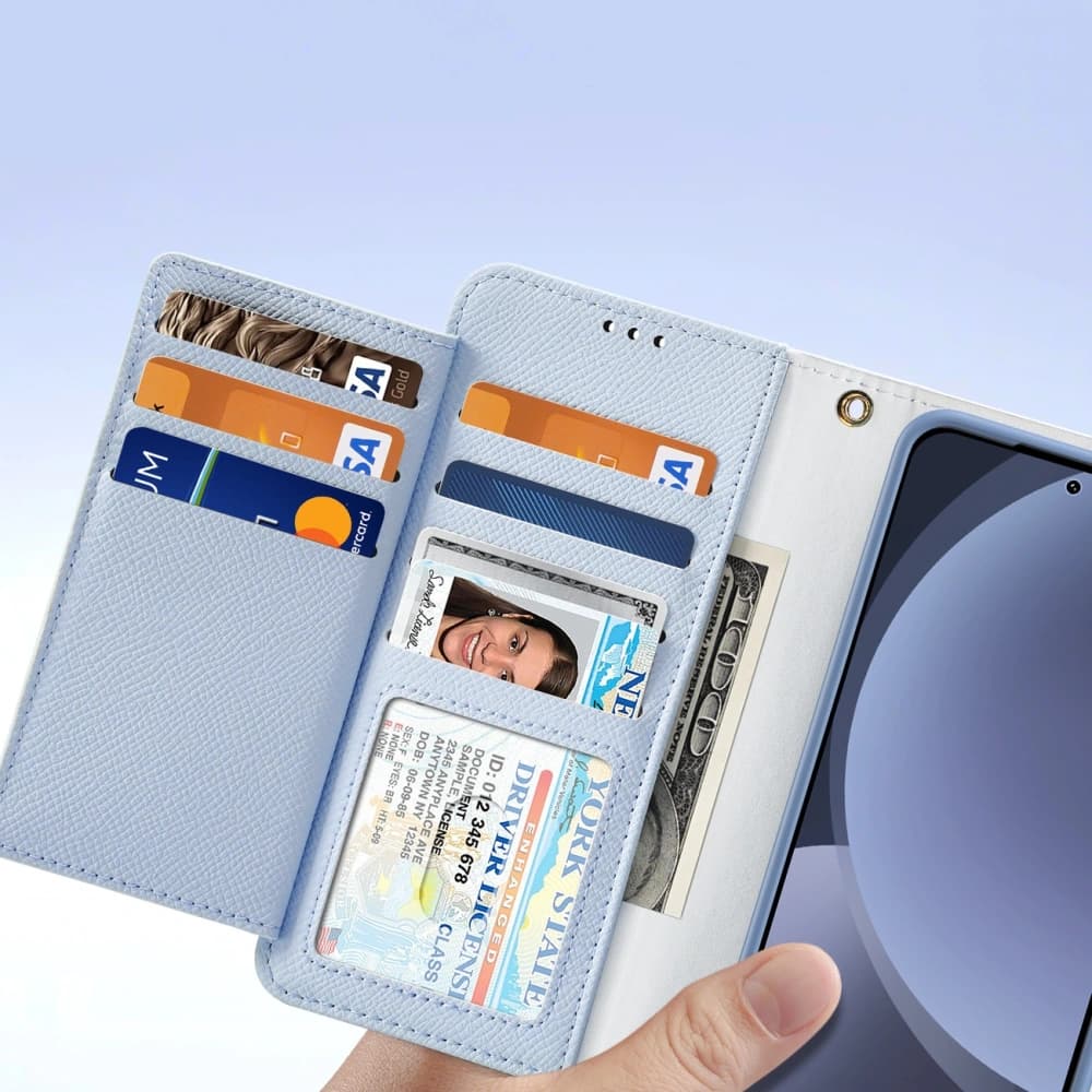 Etui cu clapetă Dux Ducis Lawa pentru Samsung Galaxy S25+ Plus cu portofel magnetic detașabil albastru - 7