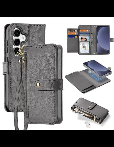 Dux Ducis Lawa Flip Case for Samsung Galaxy S25+ Plus with detachable magnetic wallet gray