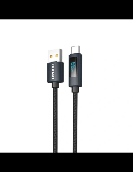 Dudao L7T USB-A / USB-C 66W LED kijelzővel 1m fekete kábel