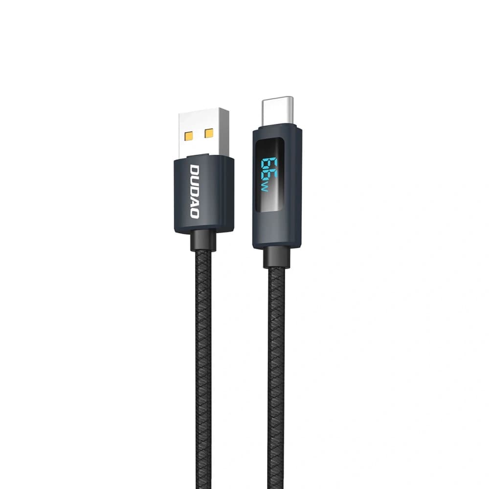 Dudao L7T USB-A / USB-C 66W LED kijelzővel 1m fekete kábel - 1