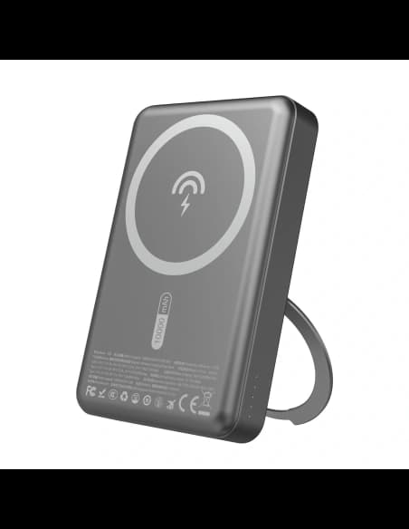 Powerbank wireless Dudao K28 10000mAh PD 22.5W MagSafe cu carcasă metalică și inel suport gri