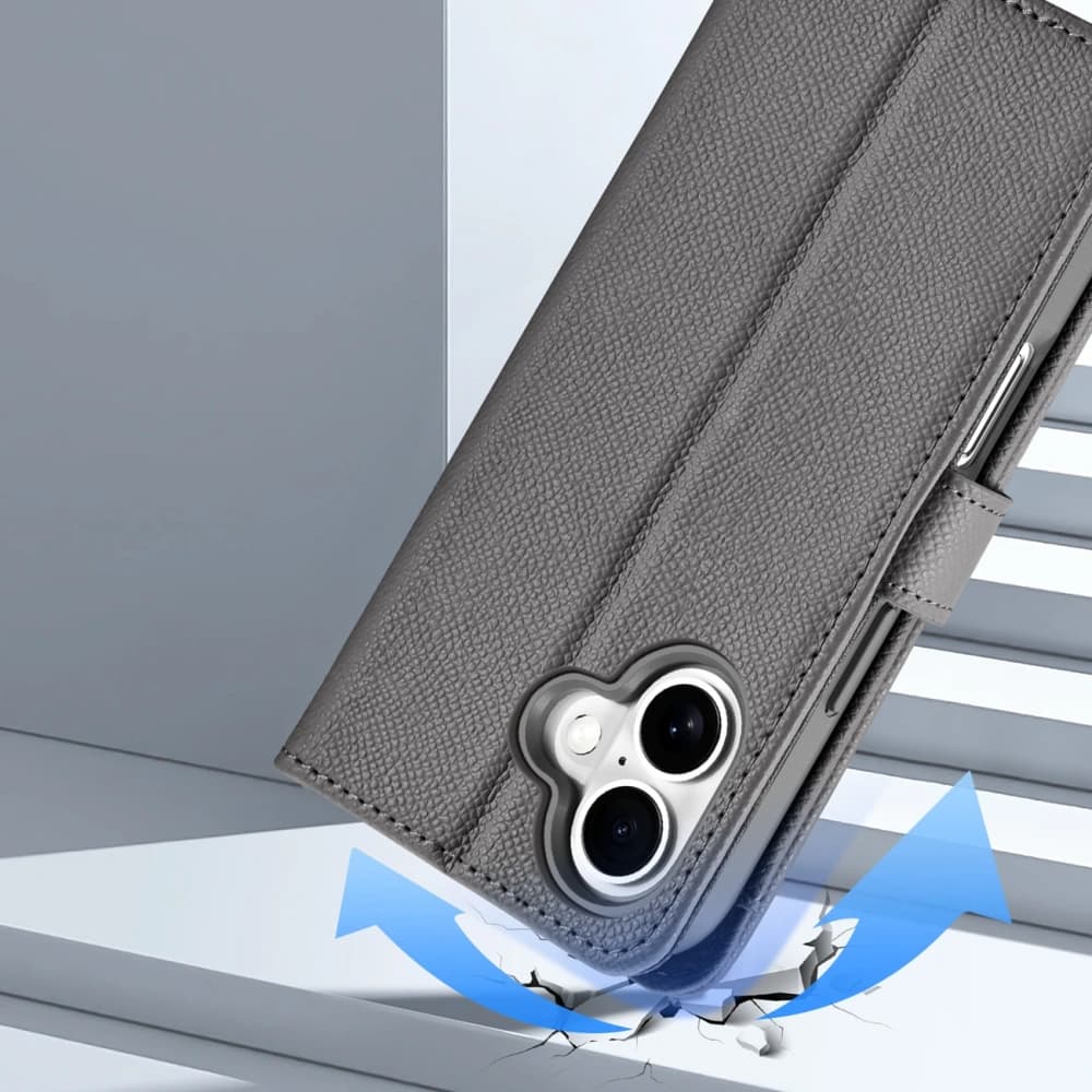 Dux Ducis Lawa flip case for Apple iPhone 16 with detachable magnetic wallet gray - 10