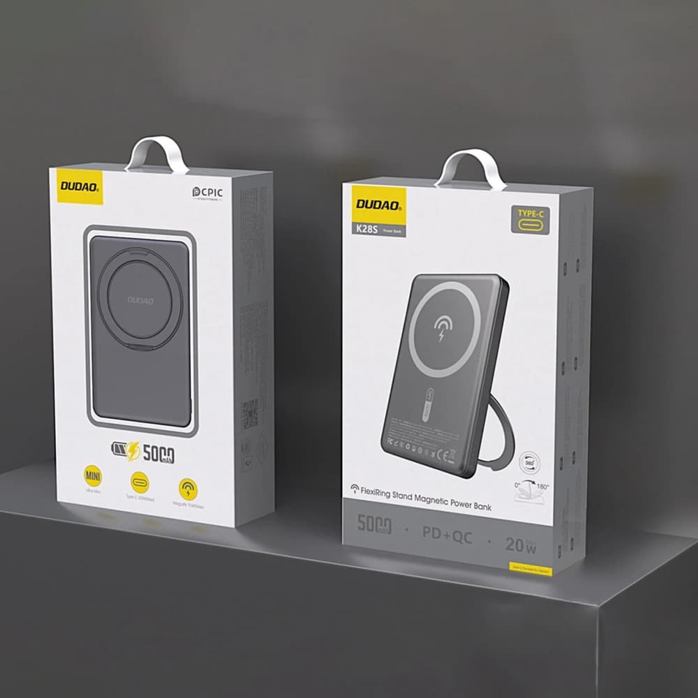 Powerbank wireless Dudao K28S 20W PD 5000mAh cu MagSafe și suport gri - 2
