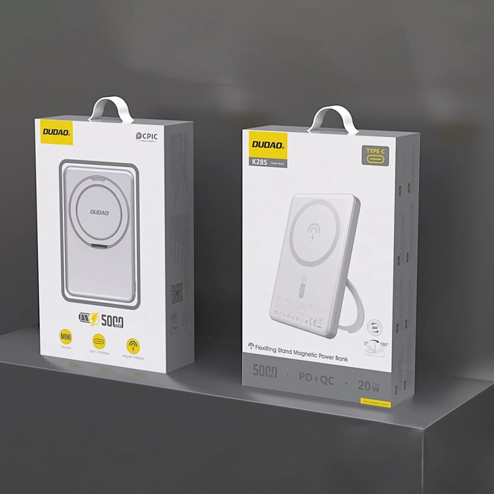 Powerbank wireless Dudao K28S 20W PD 5000mAh cu MagSafe și suport argintiu - 2