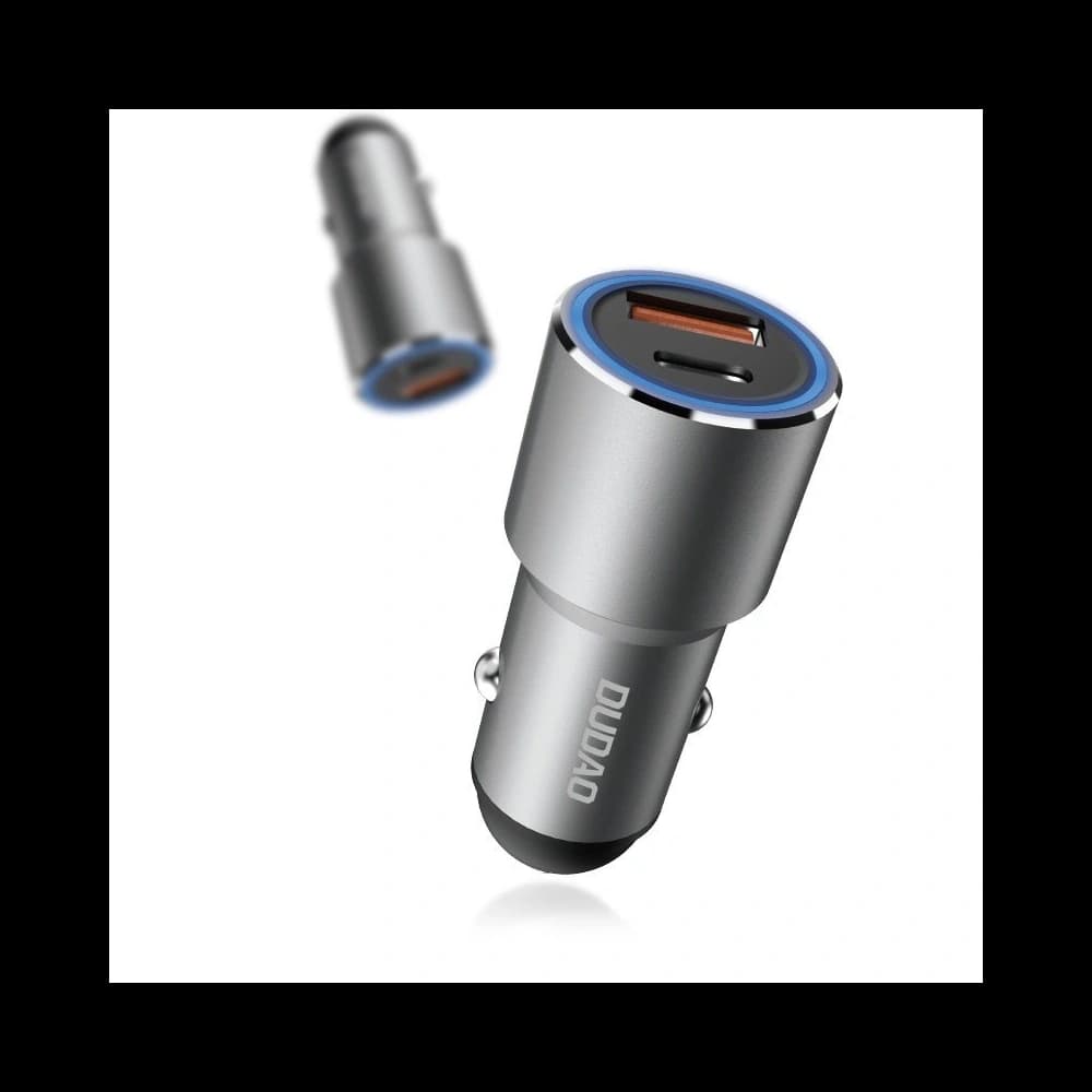 Dudao R4PQ Auto-Ladegerät USB-A, USB-C Power Delivery Quick Charge 22,5W grau - 1