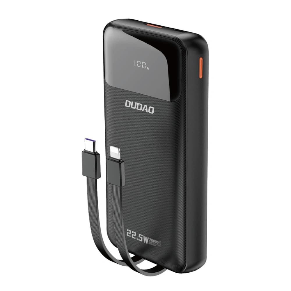 Powerbank Dudao K15Pro 20000mAh 22.5W PD USB-C / USB-A / cabluri integrate Lightning, USB-C negru - 1