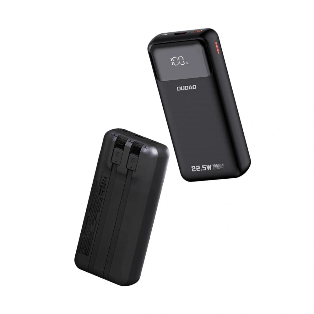 Powerbank Dudao K15Pro 20000mAh 22.5W PD USB-C / USB-A / cabluri integrate Lightning, USB-C negru - 3