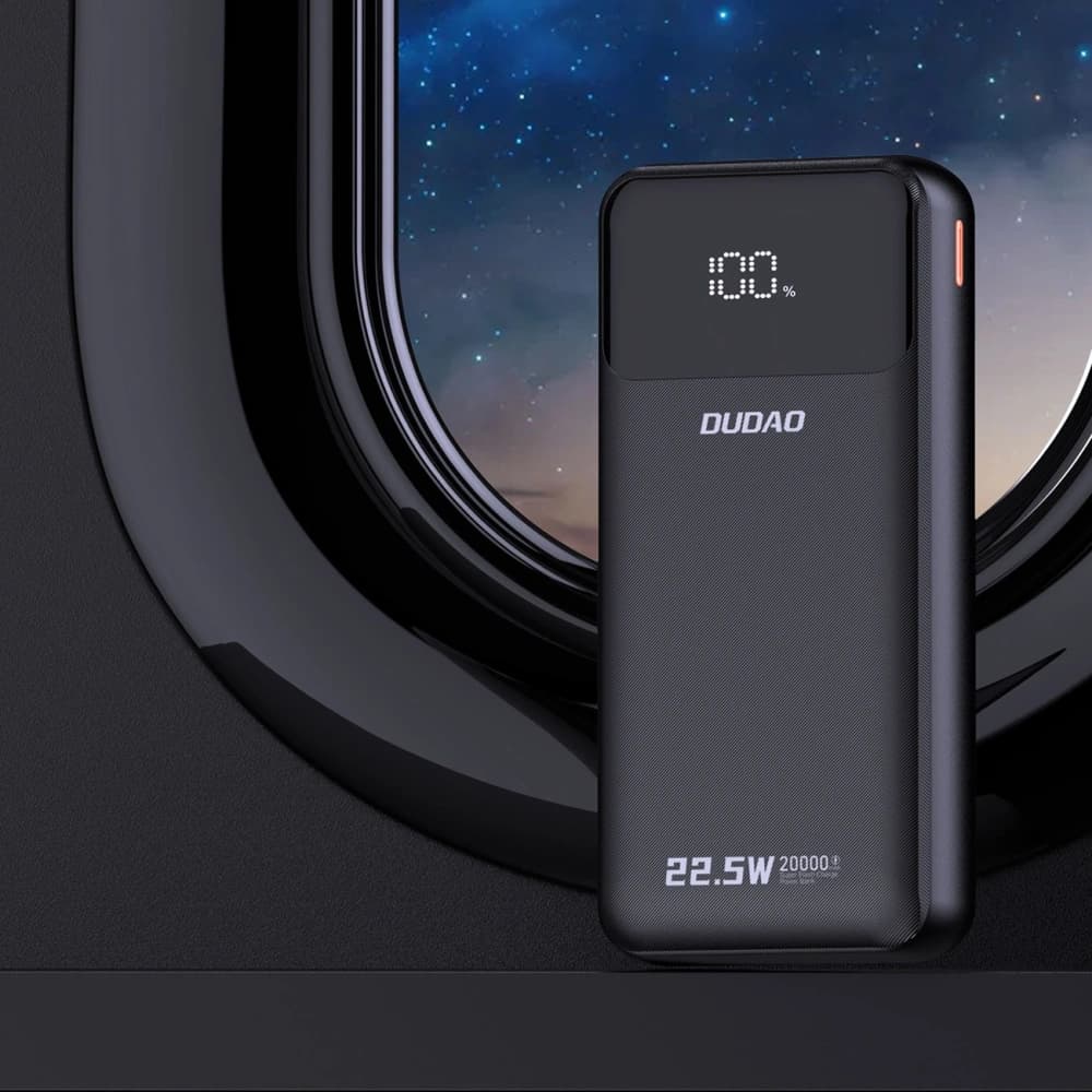 Powerbank Dudao K15Pro 20000mAh 22.5W PD USB-C / USB-A / cabluri integrate Lightning, USB-C negru - 6