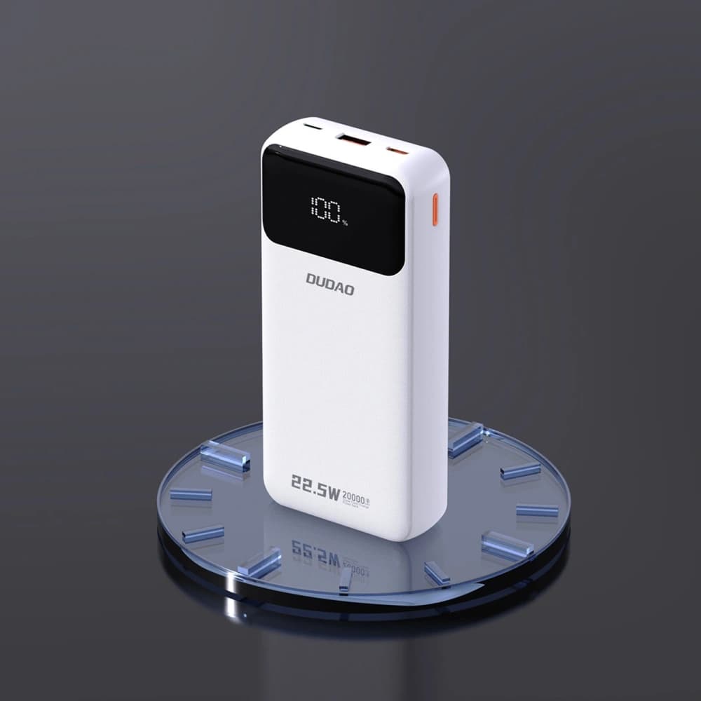 Powerbank Dudao K15Pro 20000mAh 22.5W PD USB-C / USB-A / cabluri integrate Lightning, USB-C alb - 6