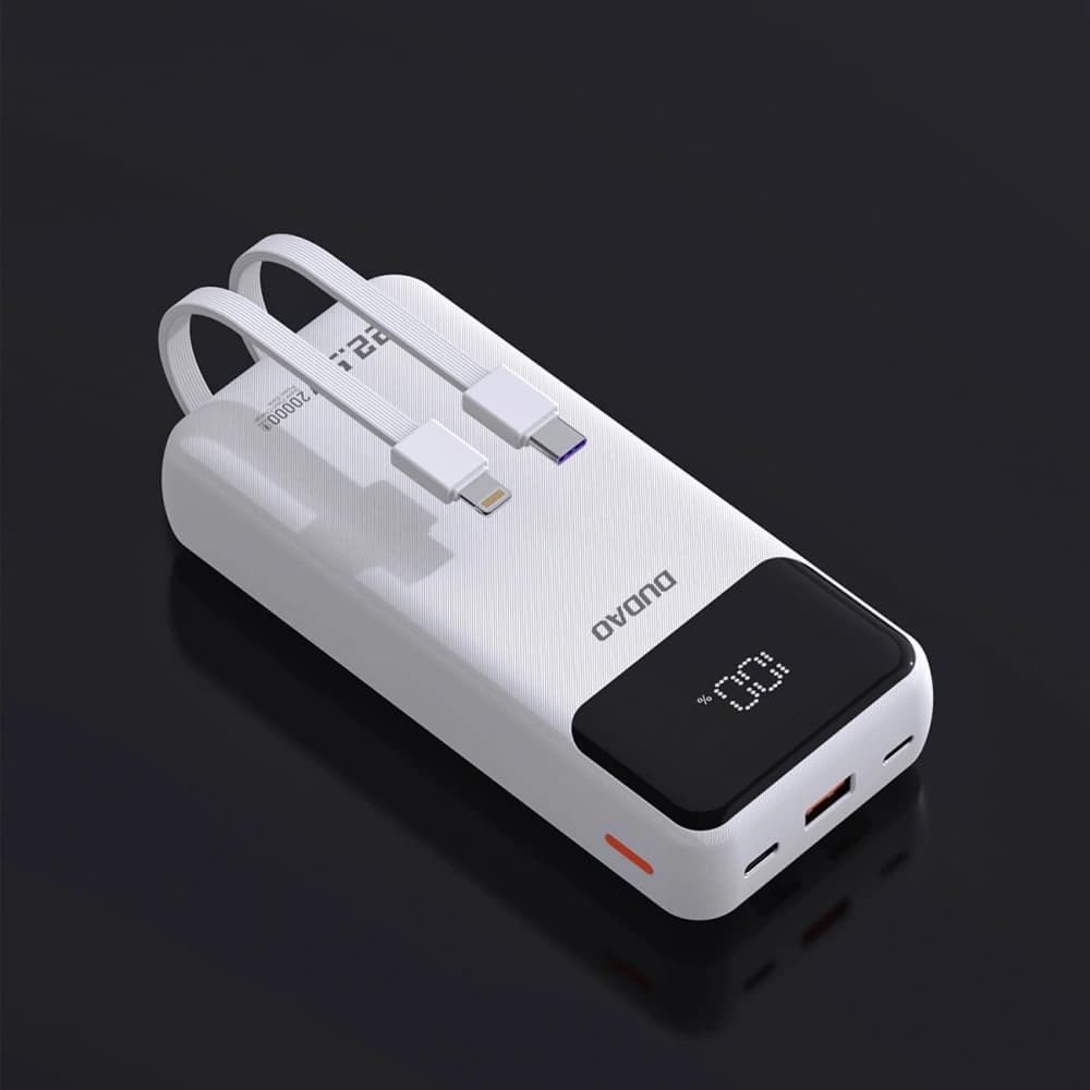 Powerbank Dudao K15Pro 20000mAh 22.5W PD USB-C / USB-A / cabluri integrate Lightning, USB-C alb - 7