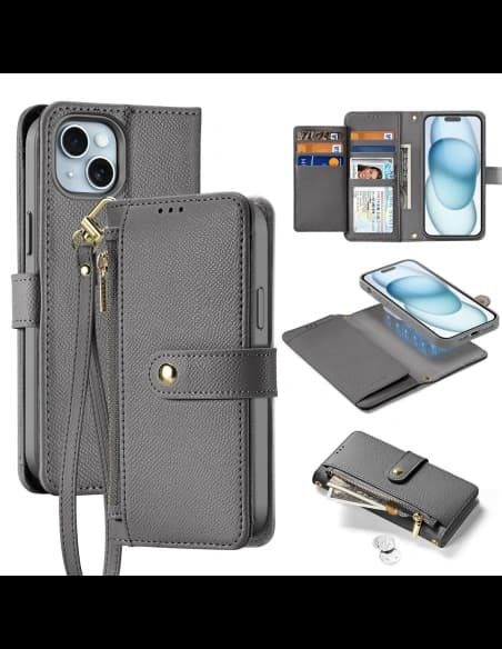 Husa cu clapetă Dux Ducis Lawa pentru Apple iPhone 15 gri