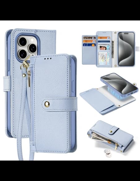 Husa cu clapetă Dux Ducis Lawa pentru Apple iPhone 15, albastră