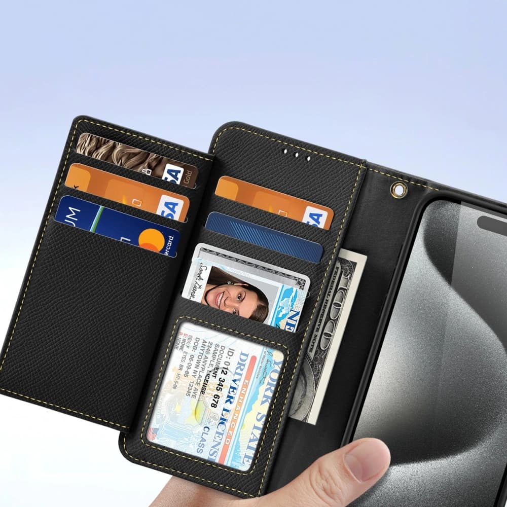 Husa cu clapetă Dux Ducis Lawa pentru Apple iPhone 15 Pro neagră - 8