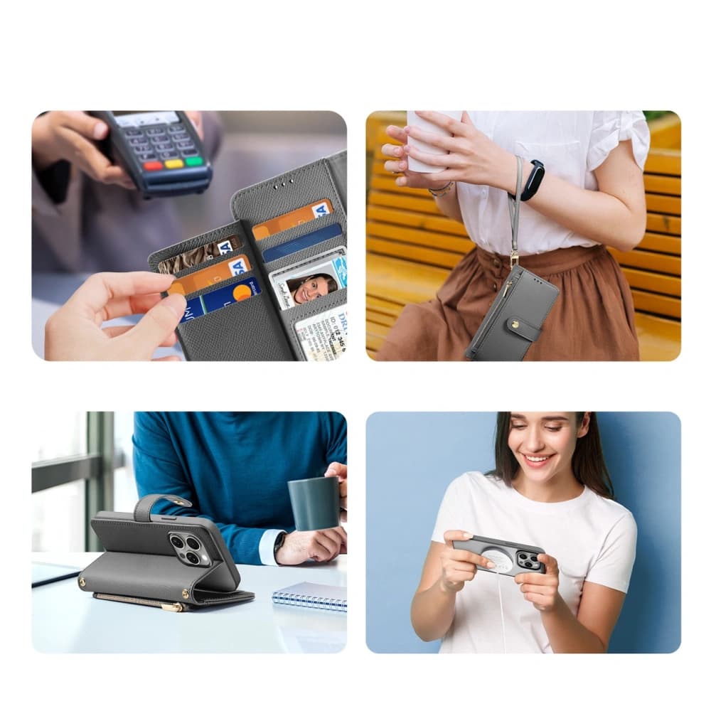 Husa cu clapetă Dux Ducis Lawa pentru Apple iPhone 15 Pro gri - 5