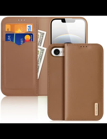 Husa cu clapetă Dux Ducis Hivo pentru Apple iPhone 16e, maro